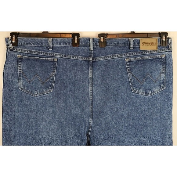 Wrangler Rugged Wear Mens (56 x 30) Big & Tall Blue Jeans Flat Front Medium Wash - Picture 6 of 10